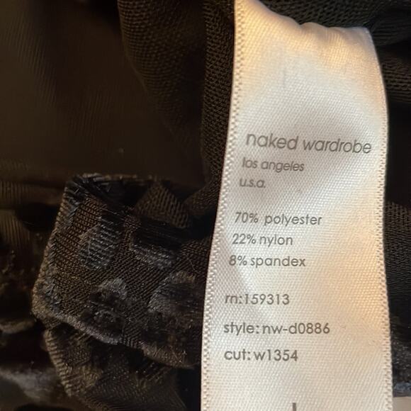 Naked Wardrobe Off The Shoulder Long Sleeve Minidress Black Leopard Large - Picture 3 of 3